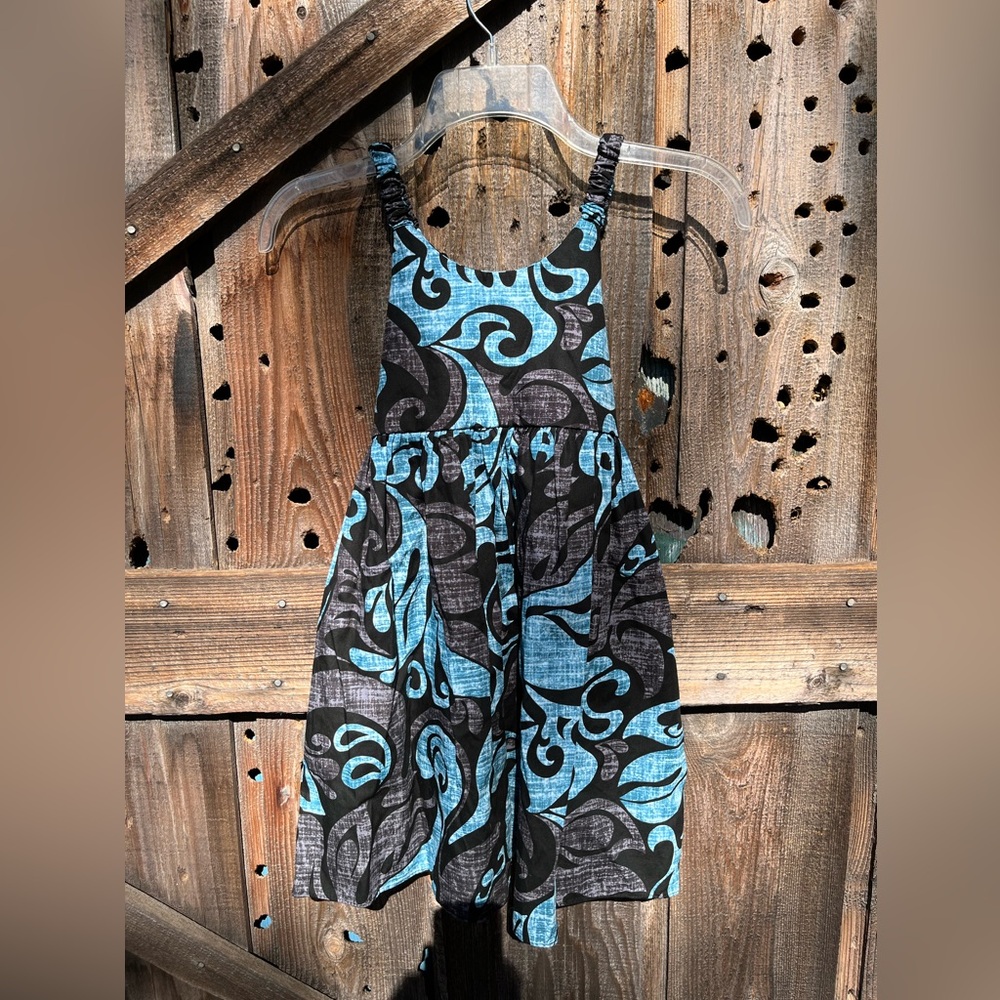 Hawaiian E & K Fashion Girls Dress 7-8 Black & Blue